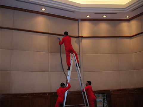 Cleaning of Fabric Wall Panels in an Auditorium