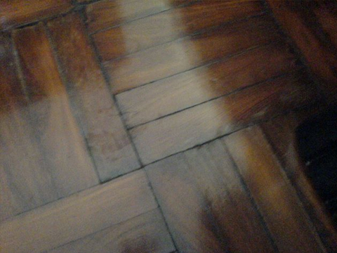 Deterioration of Parquet Due to Water Leakage