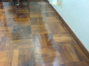 Deterioration of Parquet Due to Water Leakage